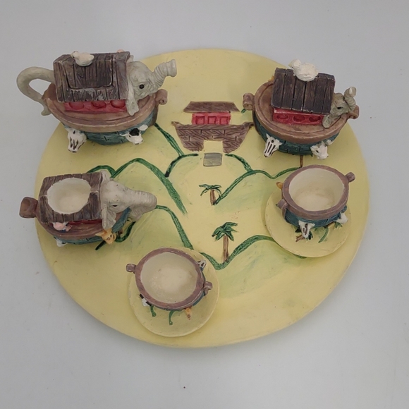 NOAH'S ARK  Mini Tea Set Miniature 10 Pieces Youngs, Inc. 1995 Vintage Elephants - Picture 6 of 6